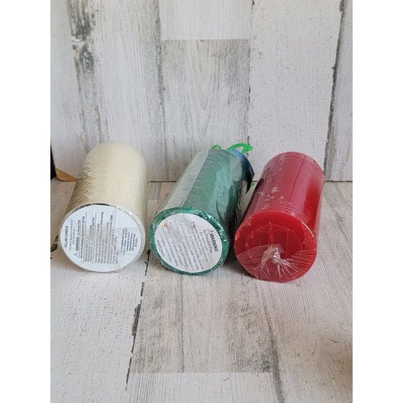 Pillar red white green xmas candle festive color home decor - Picture 6 of 6